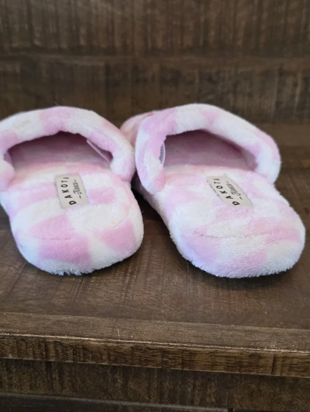 Pink Check Strawberry Kids Slippers